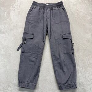 TELEPATIA Pants Womens 3/26 Gray Washed Cargo Jogger Drawstring Waist Streetwear